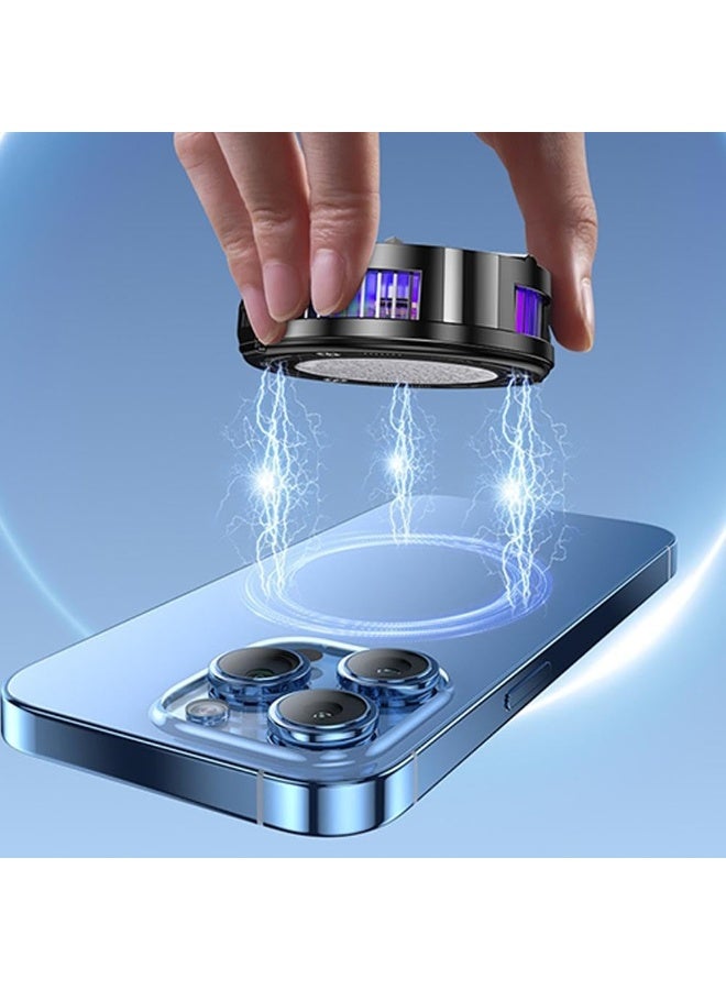 FlyDigi Protable Mobile Phone Cooler, 3-Speed Magnetic Cellphone Radiator with Temperature Display&Light, Rechargeable Phone Cooling Fan with Semi-Conductor Cooling Chip for Mobile Gaming Live Streaming - Image 3